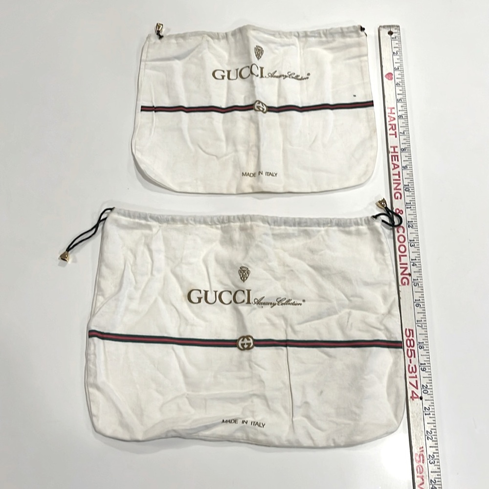 Two (2) Vintage GUCCI duster bags. 14 1/2 x 10 1/2 and 12 1/2 x 9 1/2
